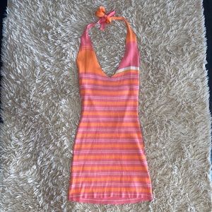 Stretchy ribbed halter dress